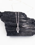 Meteorite Pendant - Meteorite and Green/Blue Diamond - in Sterling Silver - Ready to Ship
