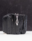 Meteorite Pendant - Meteorite and Green/Blue Diamond - in Sterling Silver - Ready to Ship