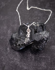 Meteorite Pendant - Meteorite, Rough Diamond and Moissanite - in Sterling Silver - Ready to Ship