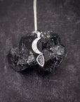 Meteorite Pendant - Crescent Moon - in Sterling Silver - Ready to Ship
