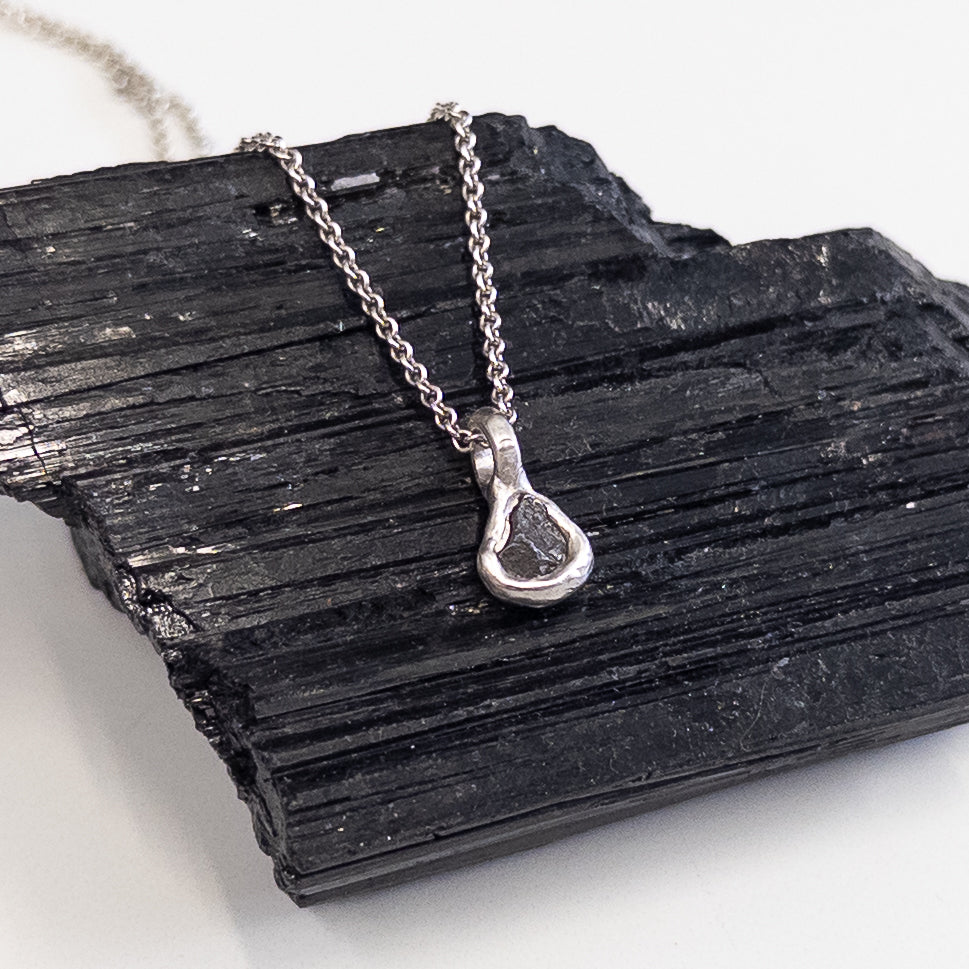 Tiny Meteorite Pendant - in Sterling Silver - Ready to Ship