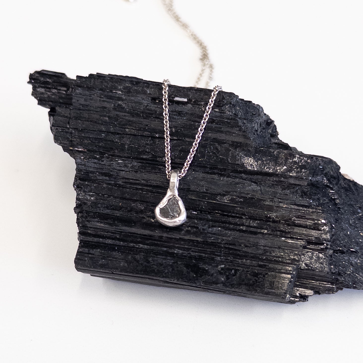 Tiny Meteorite Pendant - in Sterling Silver - Ready to Ship