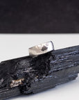 Tiny Mountain Meteorite Ring with Moissanite in Palladium Sterling Silver - size 6 - Ready to Ship