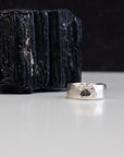 Tiny Mountain Meteorite Ring with Moissanite in Palladium Sterling Silver - size 6 - Ready to Ship