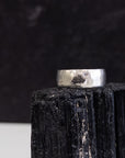 Tiny Mountain Meteorite Ring with Moissanite in Palladium Sterling Silver - size 6 - Ready to Ship
