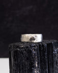 Tiny Mountain Meteorite Ring with Moissanite in Palladium Sterling Silver - size 6 - Ready to Ship