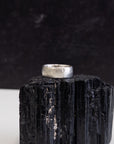 Tiny Mountain Meteorite Ring with Moissanite in Palladium Sterling Silver - size 6 - Ready to Ship