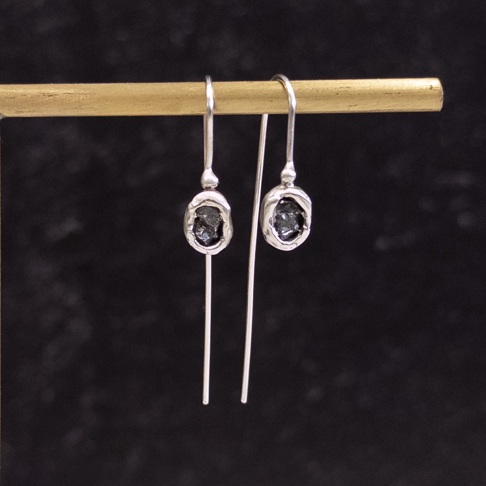 Meteorite Drop Earrings in Sterling Silver - Ready to Ship