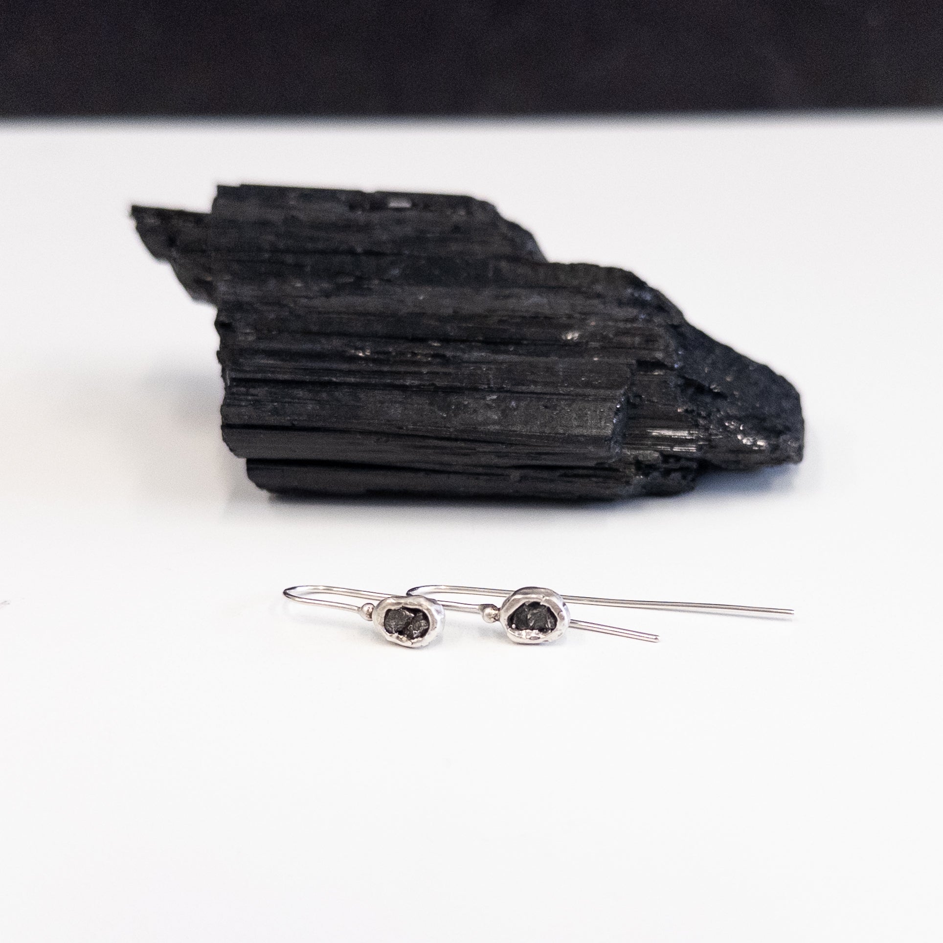 Meteorite Drop Earrings in Sterling Silver - Ready to Ship