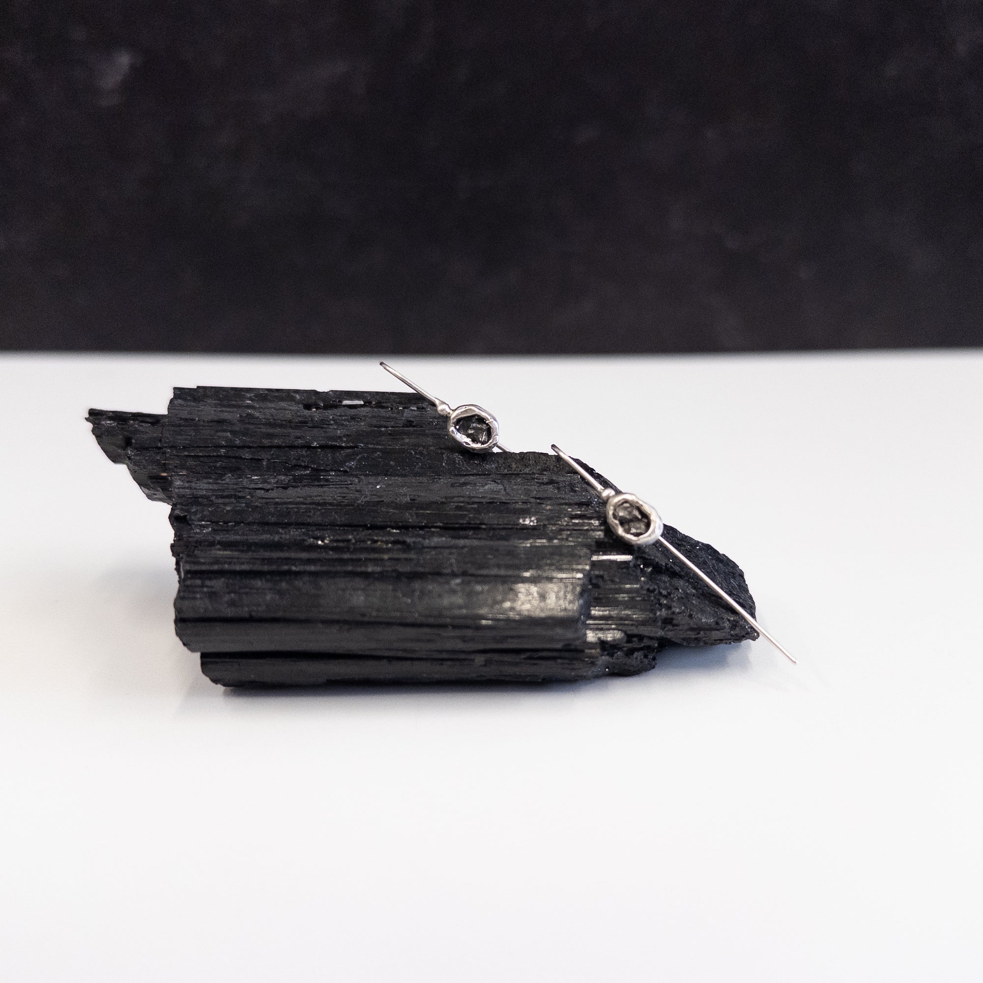 Meteorite Drop Earrings in Sterling Silver - Ready to Ship