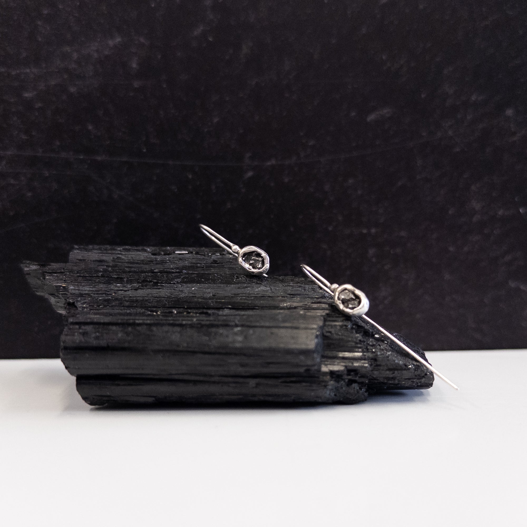 Meteorite Drop Earrings in Sterling Silver - Ready to Ship