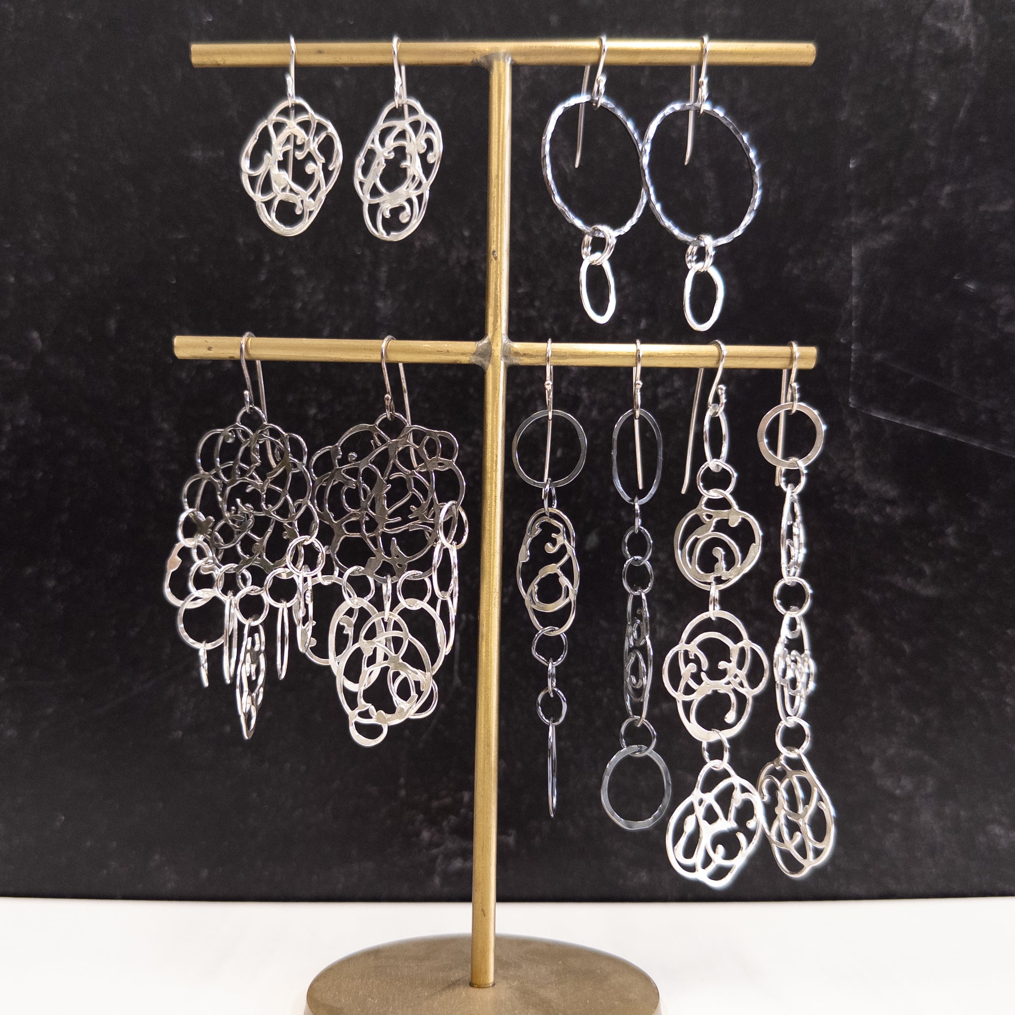 Flowy Many Circle Earrings - Sterling Silver - Ready to ship