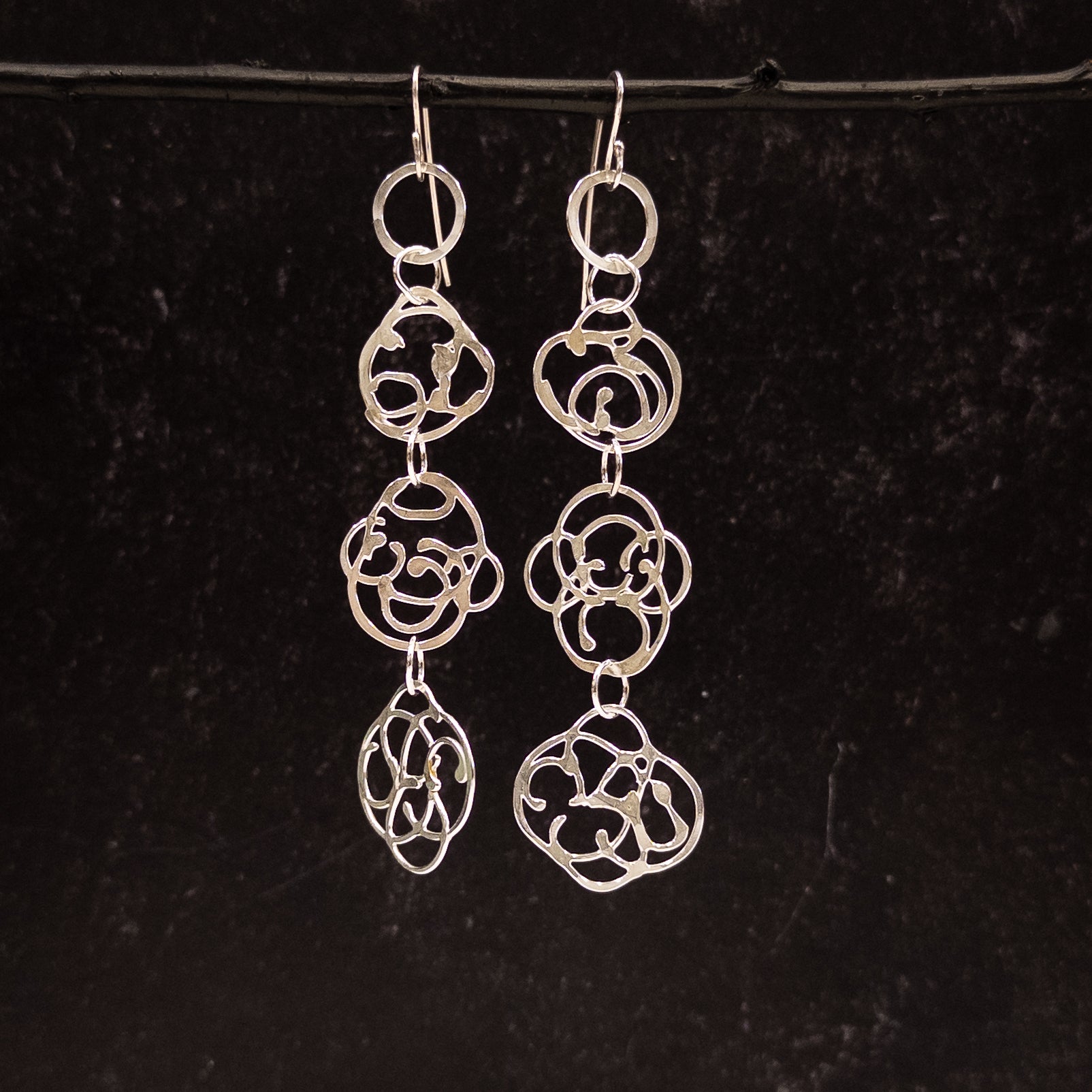 Organic Vine Element Long Drop Earrings - Ready to ship