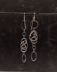 Asymmetrical organic vine element long earrings - Ready to ship