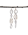 Asymmetrical organic vine element long earrings - Ready to ship