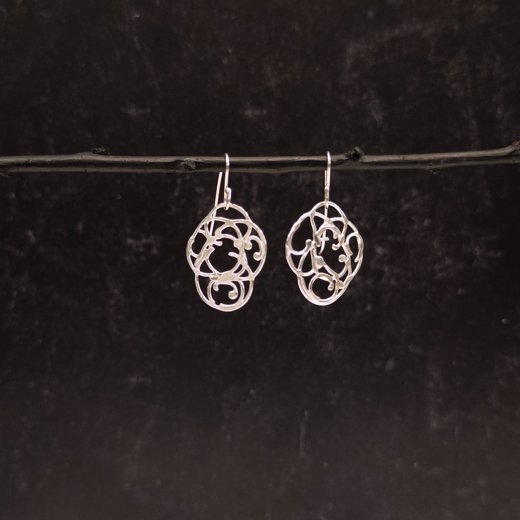 Simple Small Organic Vine Earrings - Ready to ship