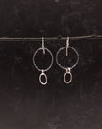 Simple Dark Silver Circles with tiny ovals Earrings - Sterling Silver - Ready to ship