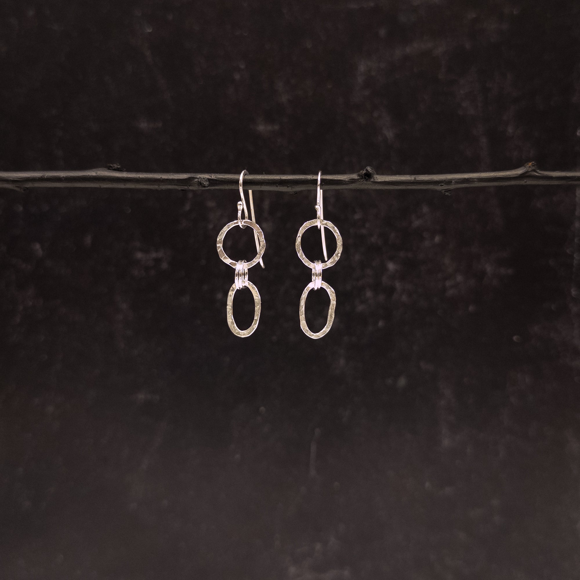 Tiny Circle and Oval Earrings - Sterling Silver - Ready to ship