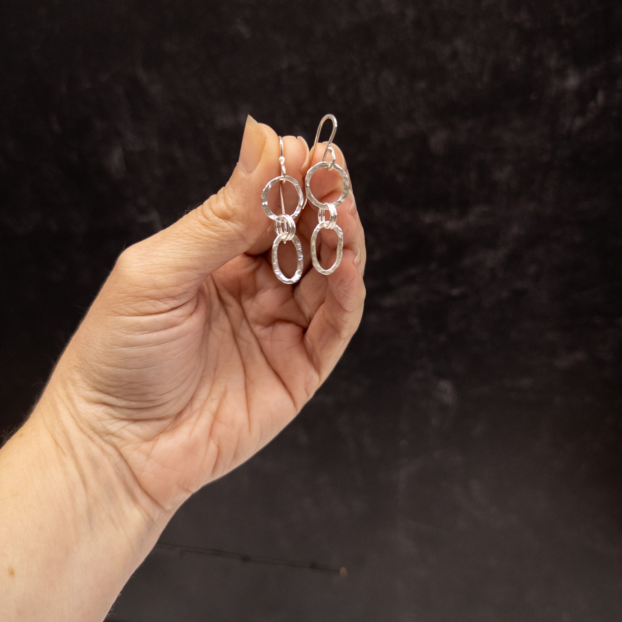 Tiny Circle and Oval Earrings - Sterling Silver - Ready to ship