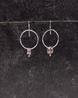 Hammered Circle Earrings with tiny jingles- Sterling Silver and Fine Silver - Ready to ship