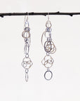 Found Element Long Earrings, Organic Vine, Circle and Oval - Sterling Silver - Ready to ship