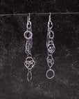 Found Element Long Earrings, Organic Vine, Circle and Oval - Sterling Silver - Ready to ship