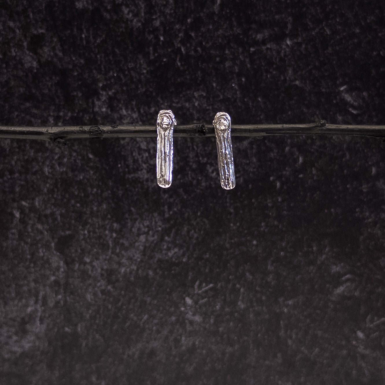 Tree Bark Post Earrings - Sterling Silver - Ready to ship