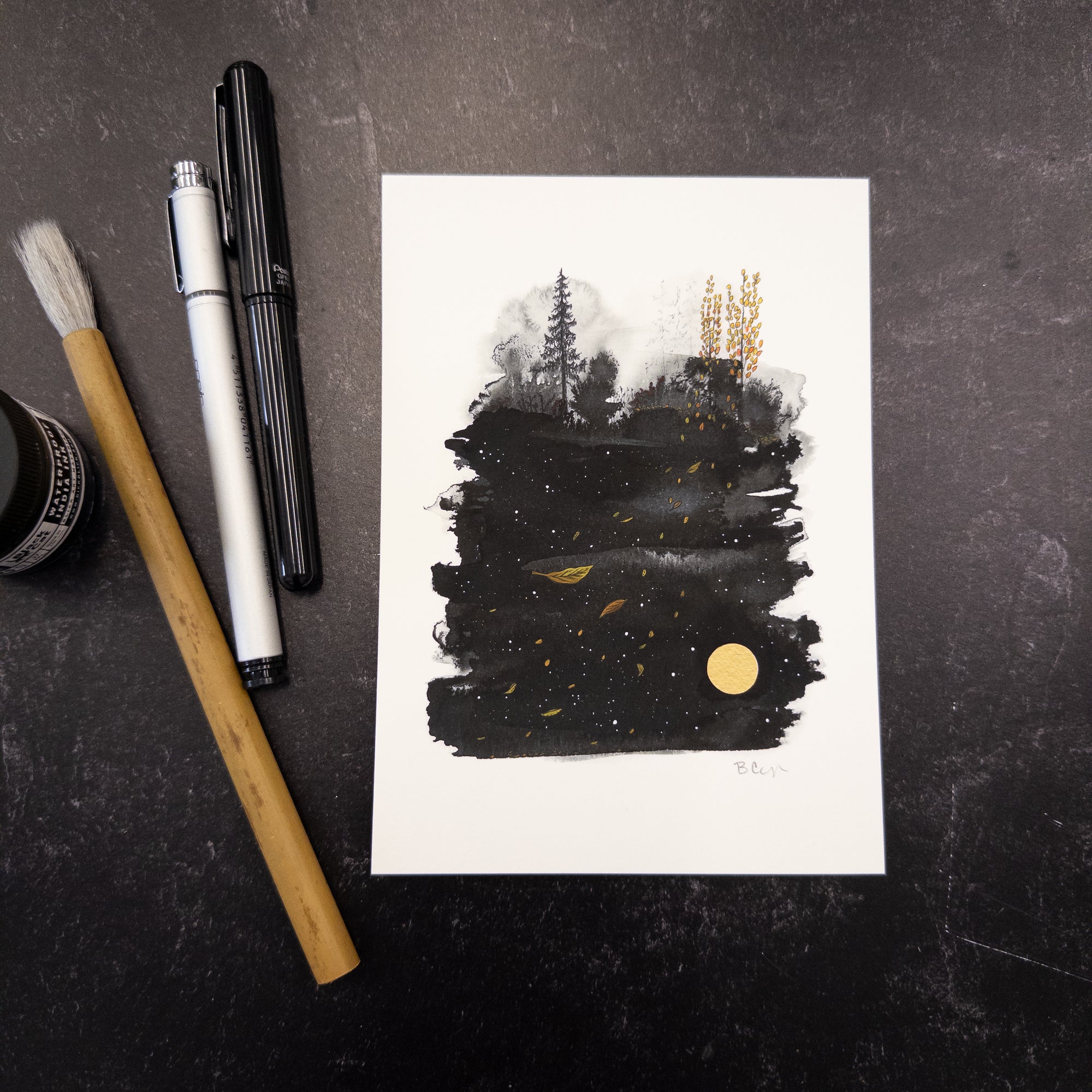 Print Sale - 5x7" Falling Leaves - Art Print - Ready to Ship
