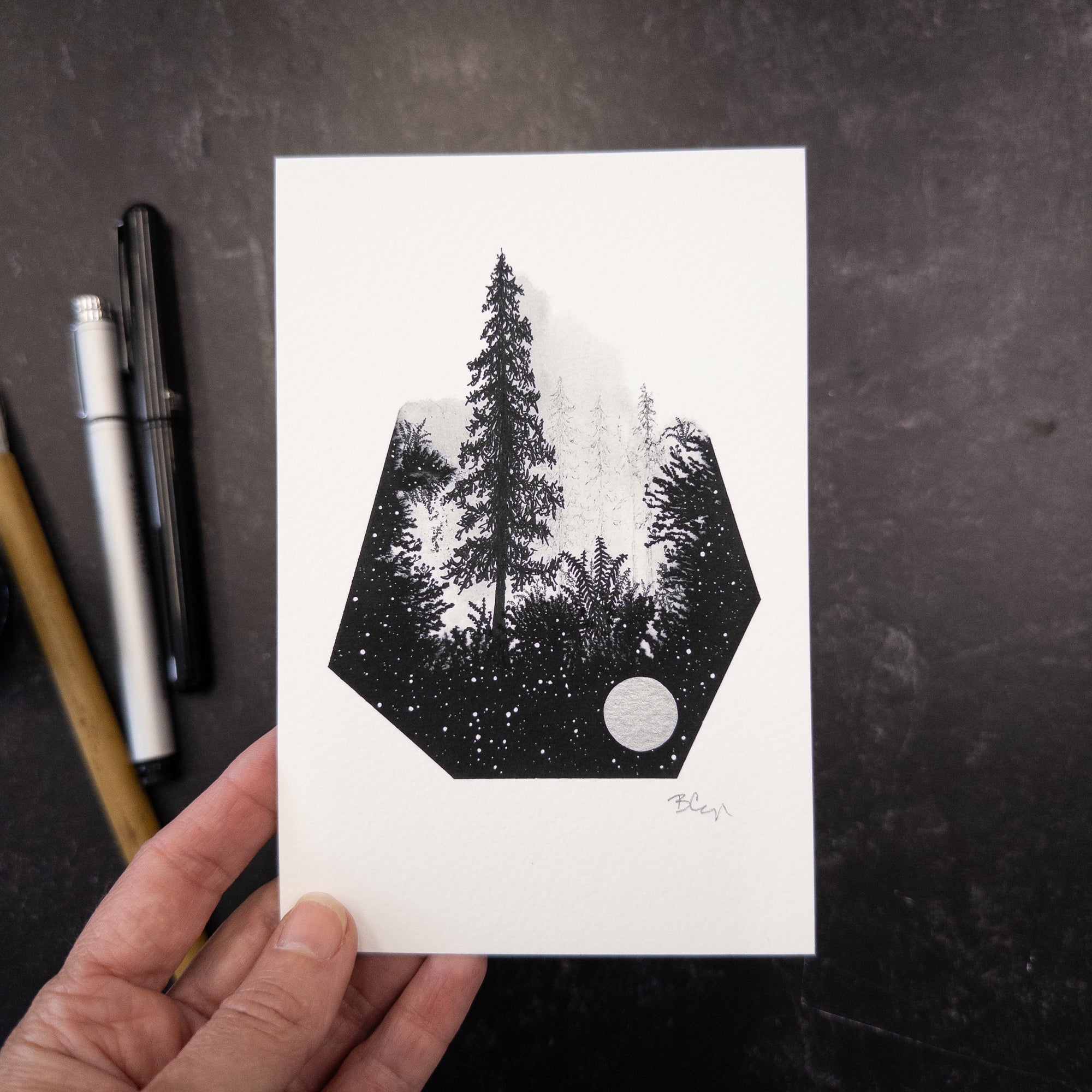 Print Sale - 4x6" Beauty in the Upside Down - Terrarium Series - Foggy Trees - Art Print - Ready to Ship