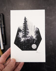 Print Sale - 4x6" Beauty in the Upside Down - Terrarium Series - Foggy Trees - Art Print - Ready to Ship