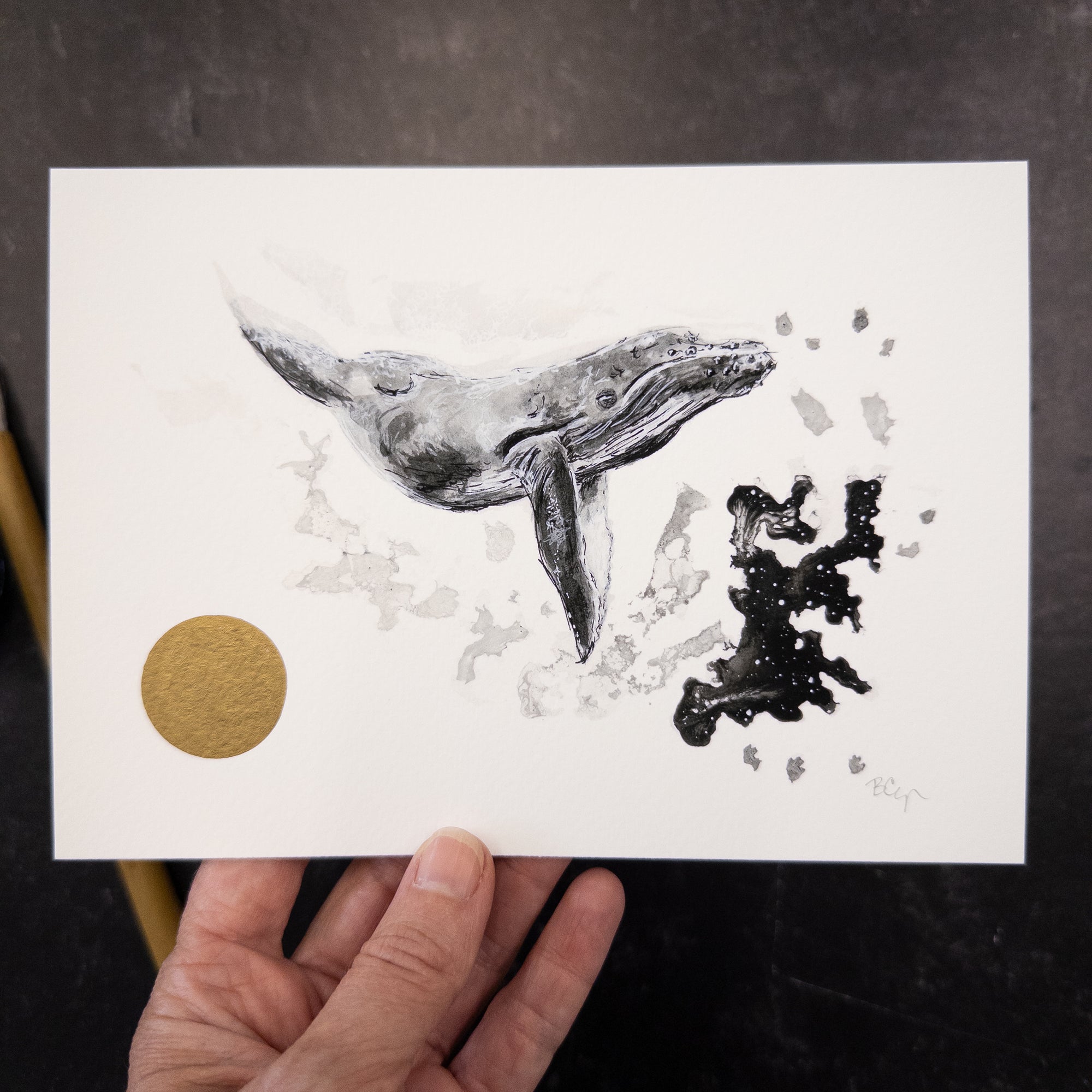 Print Sale - 5x7" Humpback Whale - Pen and Ink Drawing - Art Print - Ready to Ship