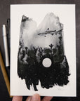 Print Sale - 5x7 Beauty in the Upside Down - Shark - Art Print - Ready to Ship