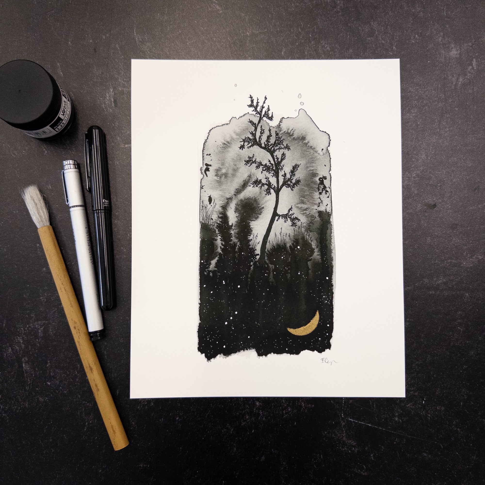 Print Sale - 8" x 10" Beauty in the Upside Down - Tall Curvy Tree - Art Print - Ready to Ship