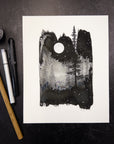 Print Sale - 8" x 10" Midnight Flowers - Silver Moon and Lilies  - Art Print - Ready to Ship
