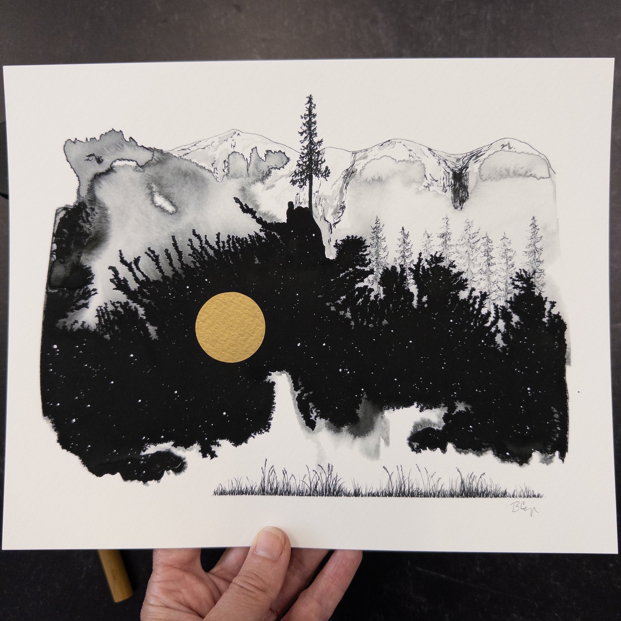 Print Sale - 8" x 10" Beauty in the Upside Down - Fantasy Mountain - Art Print - Ready to Ship