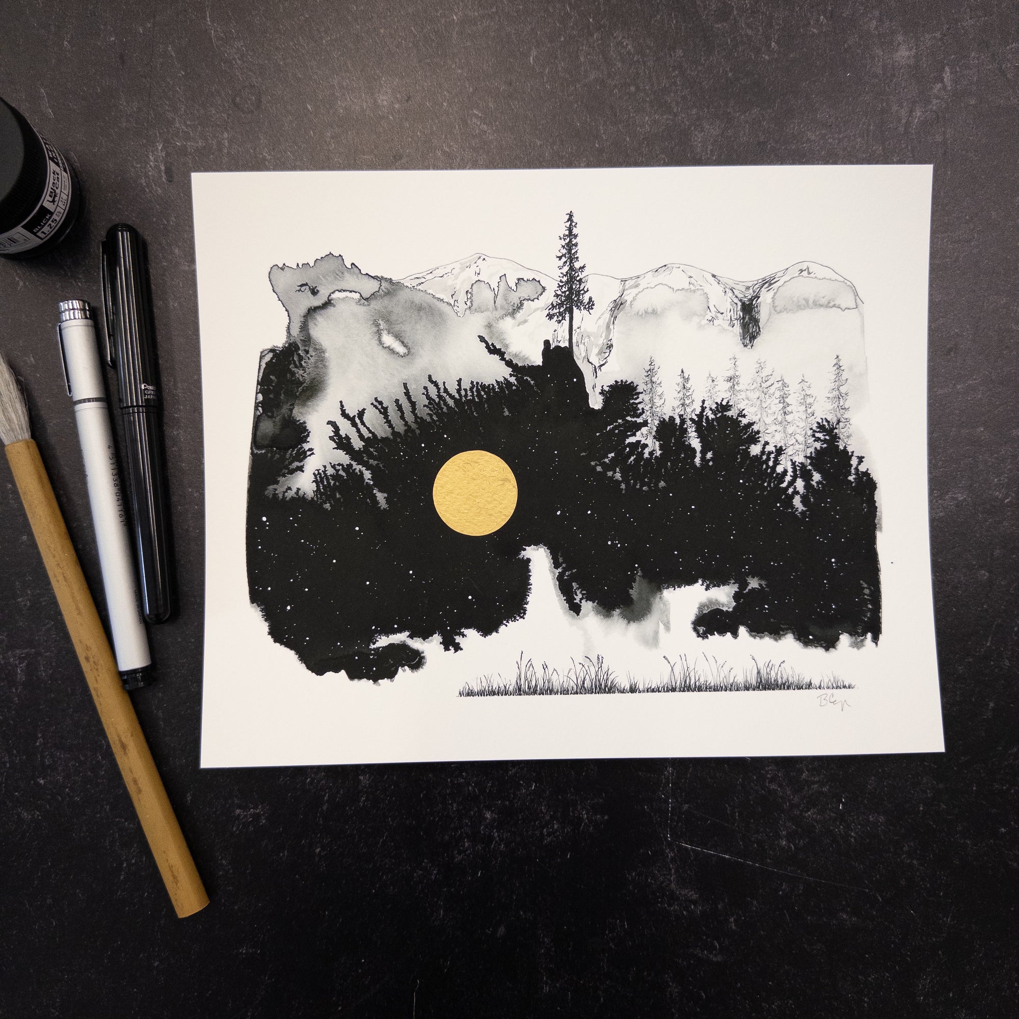 Print Sale - 8" x 10" Beauty in the Upside Down - Fantasy Mountain - Art Print - Ready to Ship