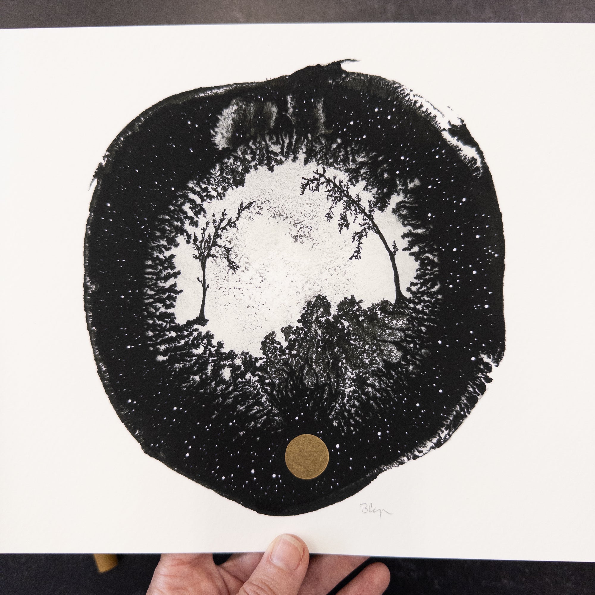 Print Sale - 8" x 10" Beauty in the Upside Down - Large Round Tree Pair - Art Print - Ready to Ship