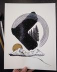 Print Sale - 8.5" x 11" Space and Time Series - Drawing 9 - Hand Embellished Print - Ready to Ship