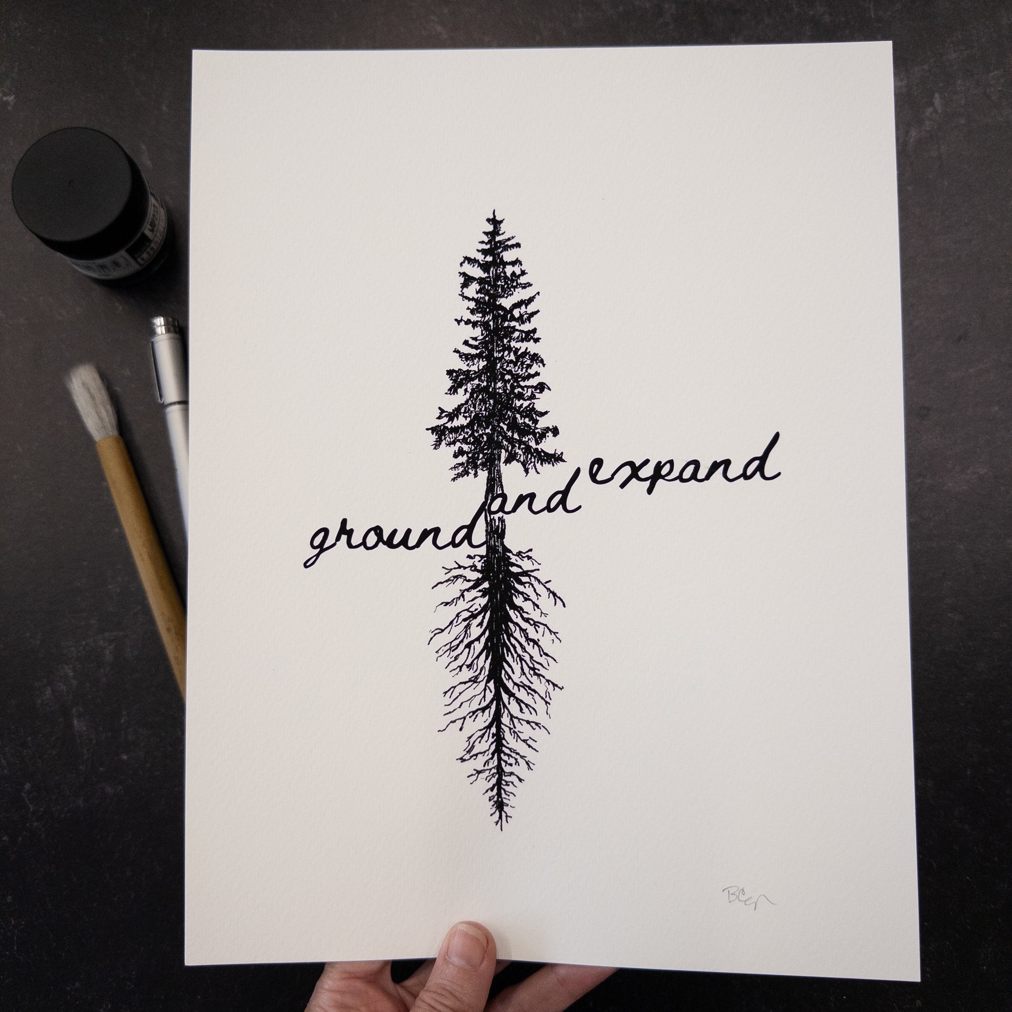 Print Sale - 8.5"x11" Ground and Expand - Tree and Roots - Art Print - Ready to Ship