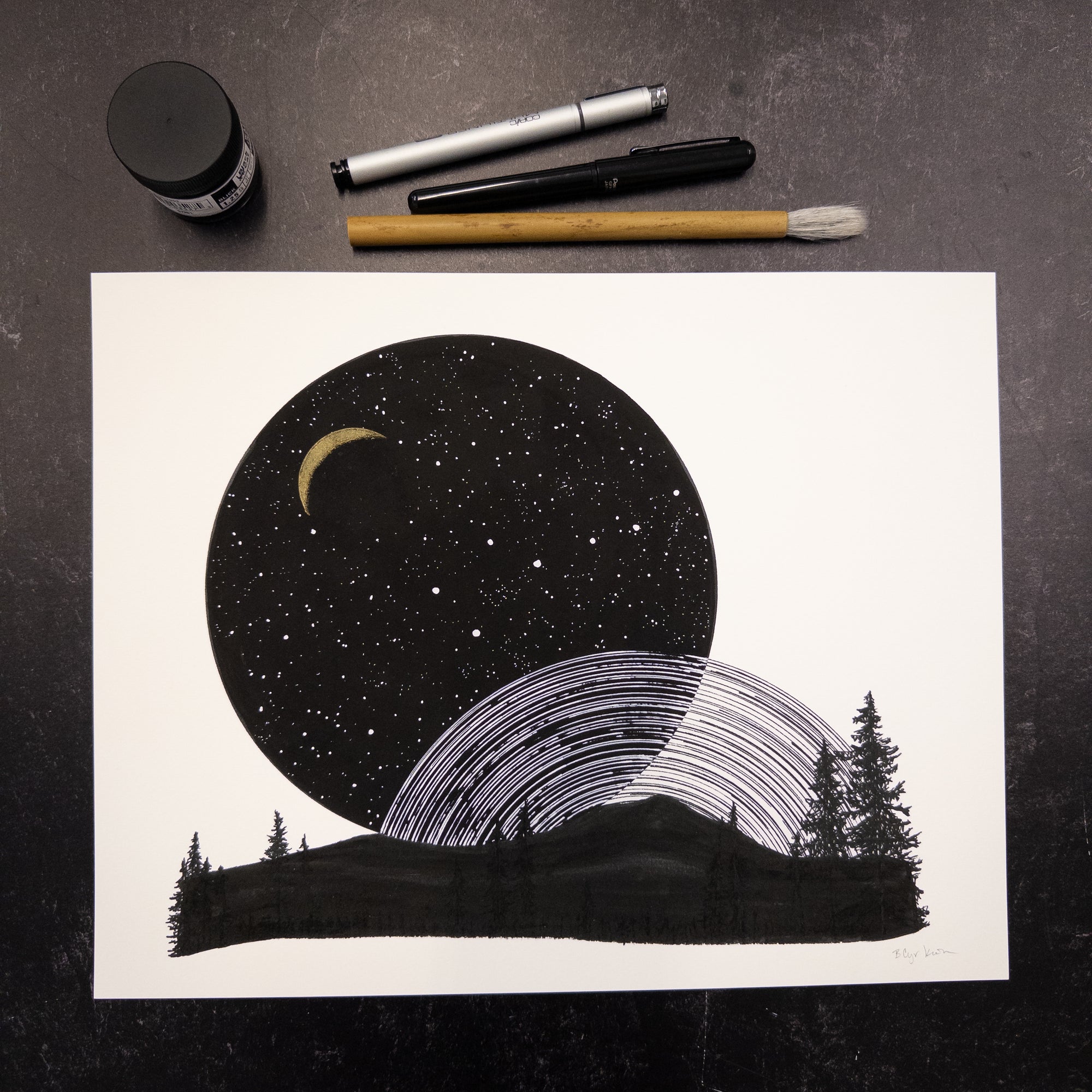 Print Sale - 11" x 14" Space and Time Series - Drawing 4 - Ready to Ship