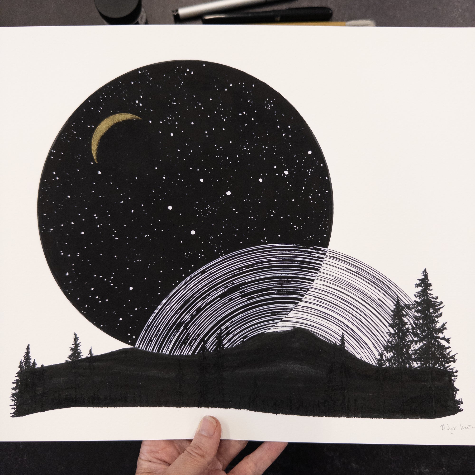 Print Sale - 11" x 14" Space and Time Series - Drawing 4 - Ready to Ship
