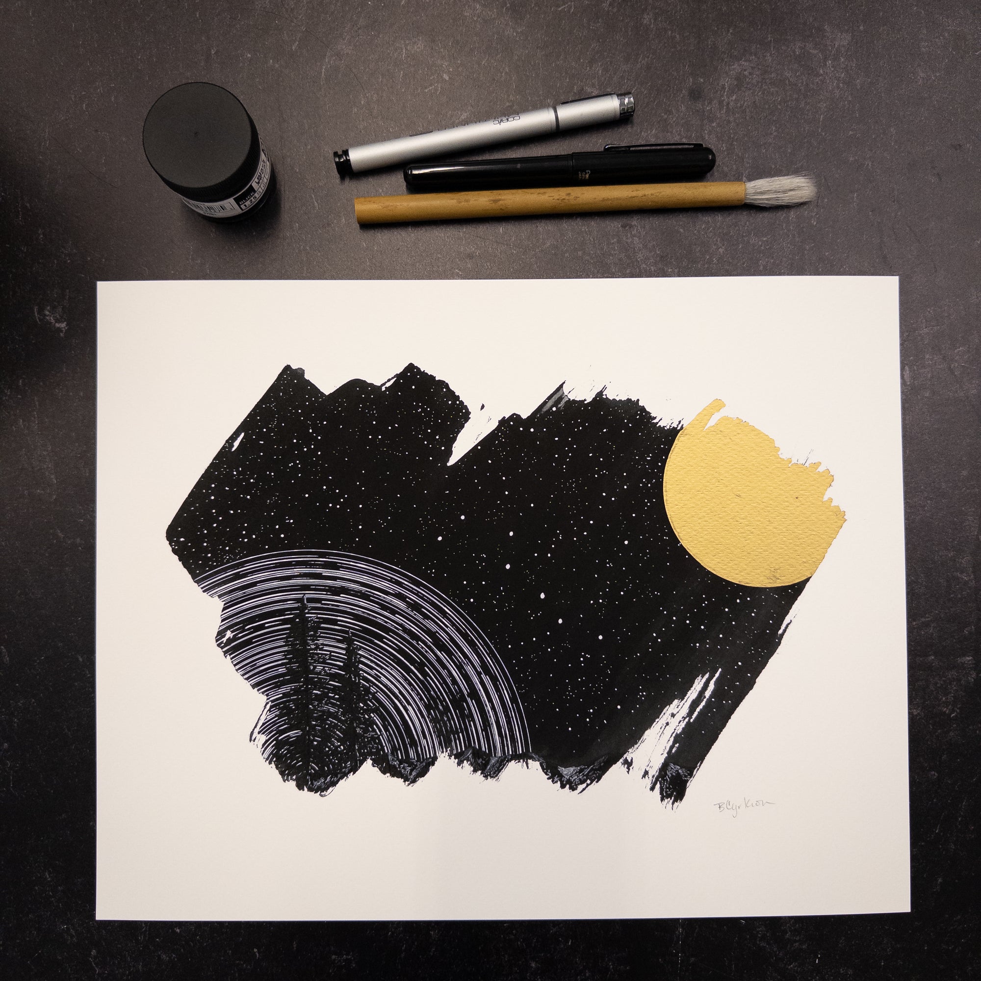 Print Sale - 11" x 14" Space and Time Series - Drawing 5 - Hand Embellished Print - Ready to Ship