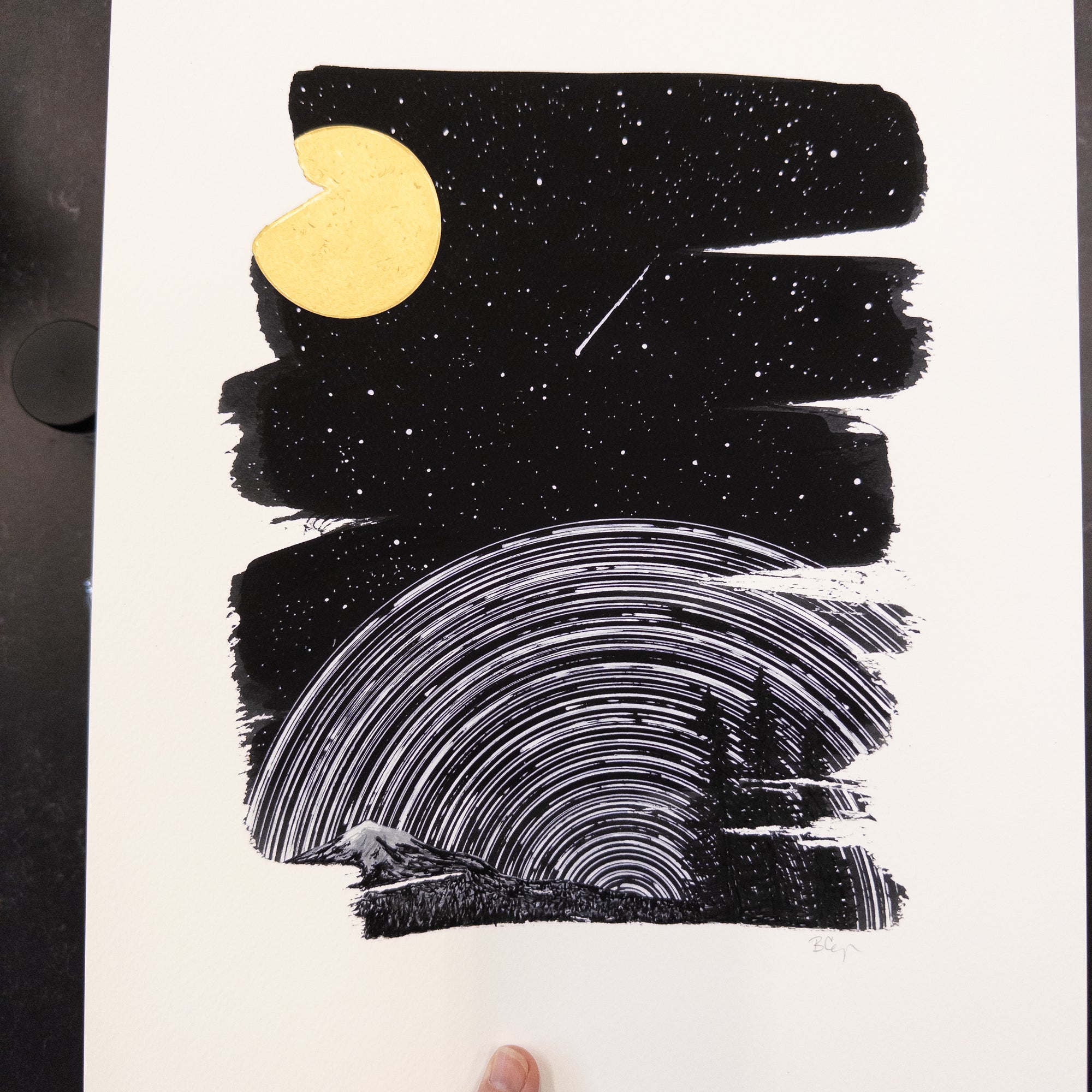 Print Sale - 11" x 14" Space and Time Series - Drawing 1 - Hand Embellished Print - Ready to Ship