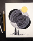 Print Sale - 11" x 14" Space and Time Series - Drawing 3 - Hand Embellished Print - Ready to Ship