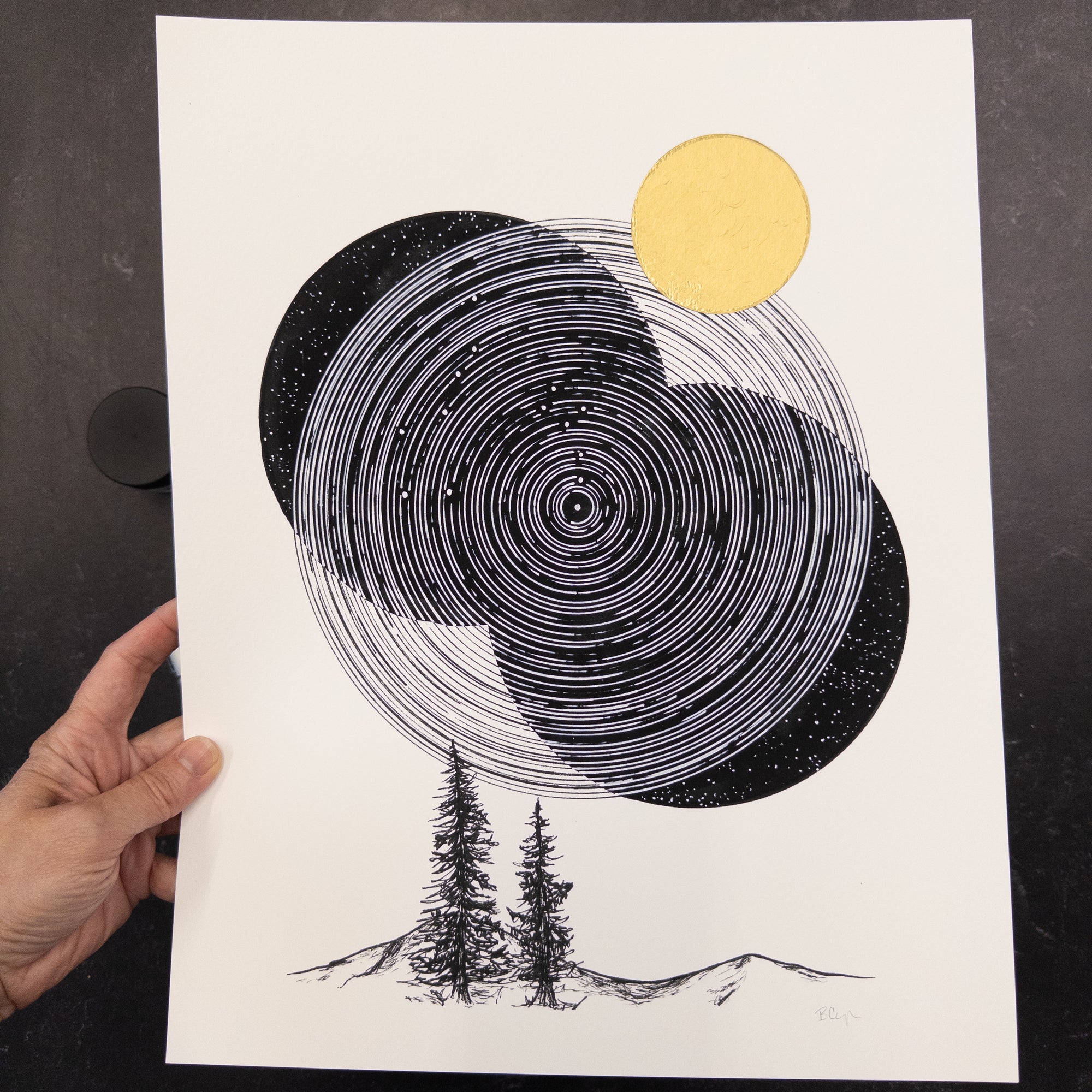 Print Sale - 11" x 14" Space and Time Series - Drawing 3 - Hand Embellished Print - Ready to Ship