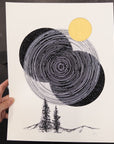 Print Sale - 11" x 14" Space and Time Series - Drawing 3 - Hand Embellished Print - Ready to Ship