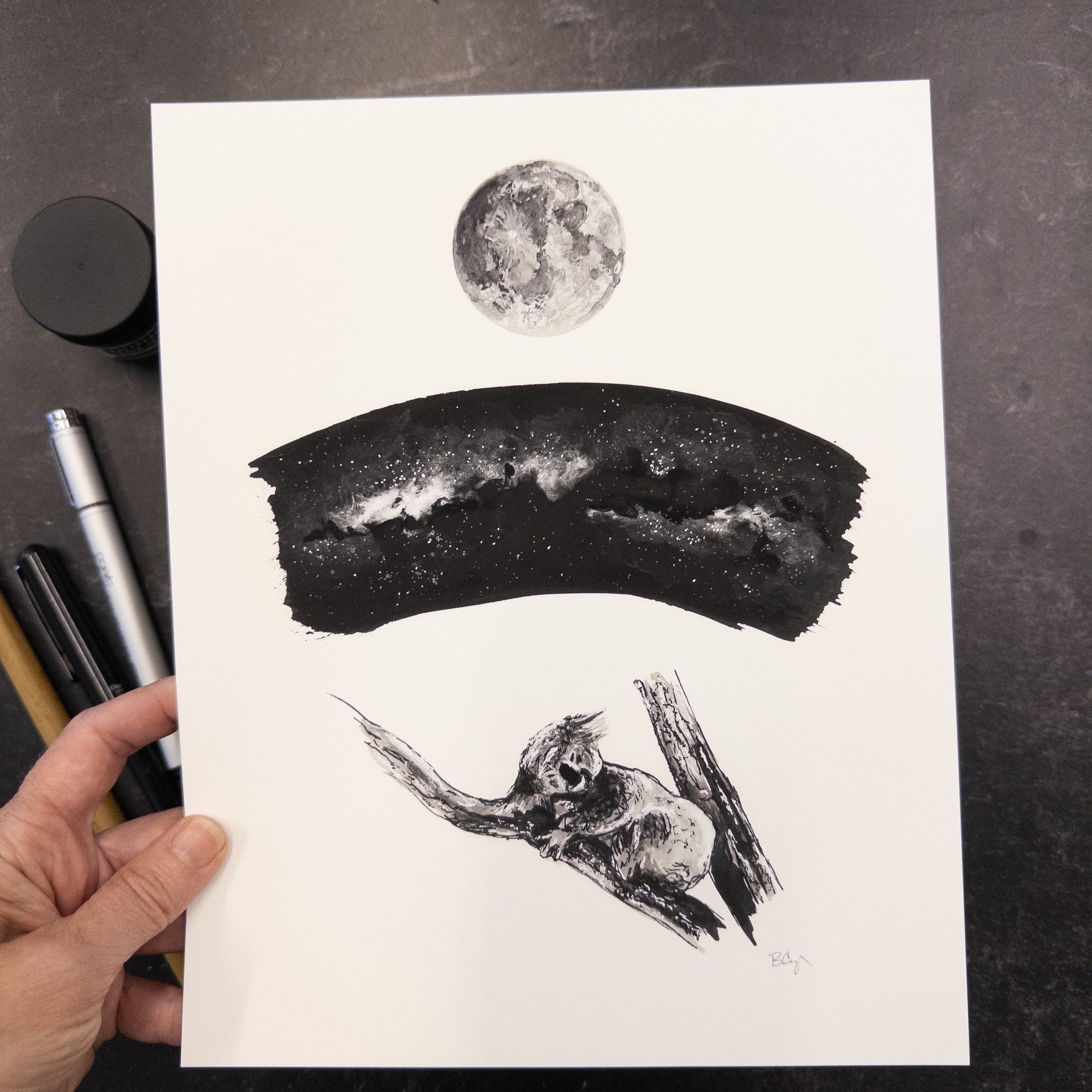 Print Sale - 8x10 Koala and Galaxy - Sleep - Off Color Art Print - ready to ship