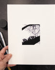 Print Sale - 8x10 Nature Silhouettes - Ferns on Tree - Black and White Photograph Print on Matte Paper - Ready to Ship