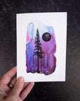 Purple Aurora Forest with Star Portal - Art Print - Print to Order