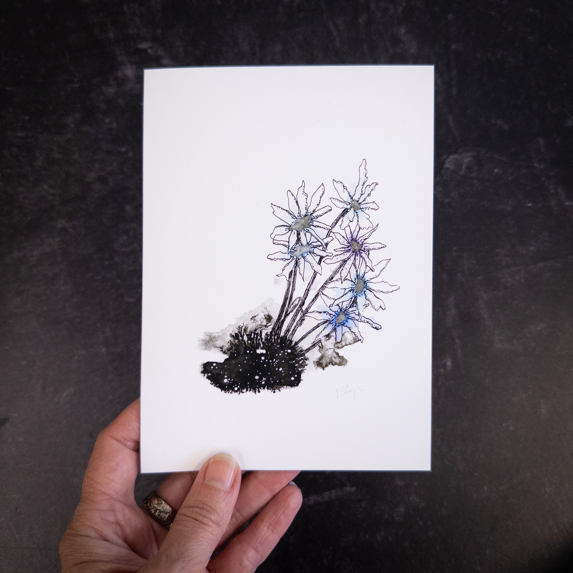 Notecard Set - Galaxy Hummingbird, Violet Aurora, Celestial Flowers - card size 4.5 x 6.25 - print to order